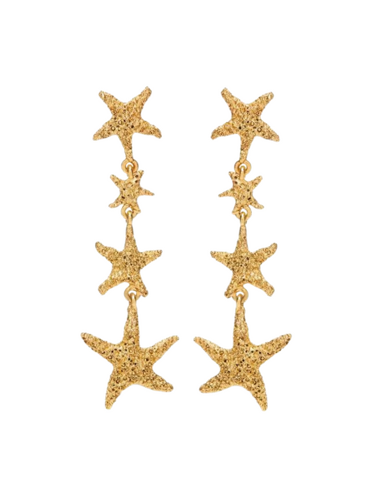 Oscar de la Renta Starfish Chandlier Earrings in Gold