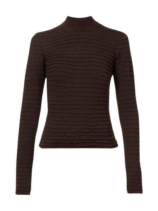 Frame Smocked Mockneck Espresso Sweater
