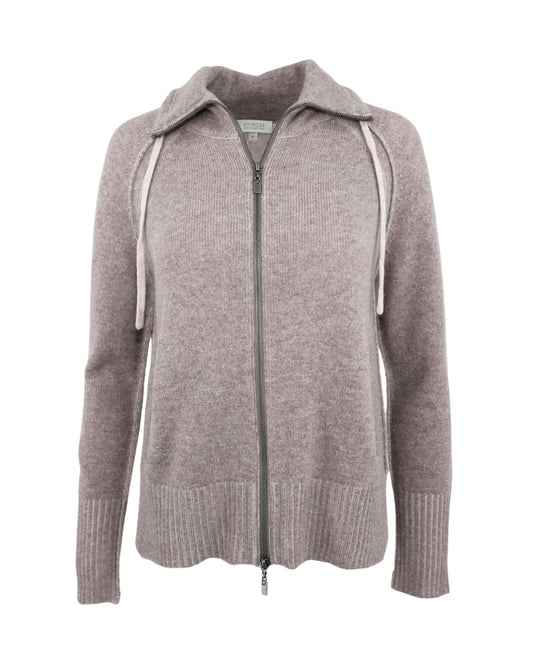 Kinross Plaited Funnel Neck Zip Seal/Dune Cardigan