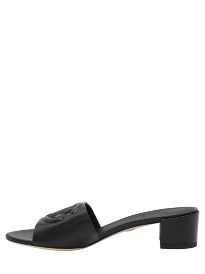 Dolce & Gabbana Formale Block Heel Silde Sandal in Black