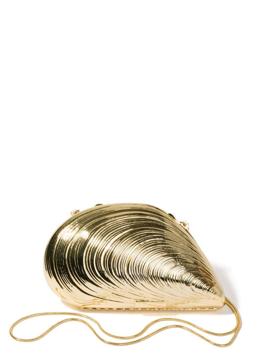 Simkhai Bridget Metal Oyster Shell Gold Clutch