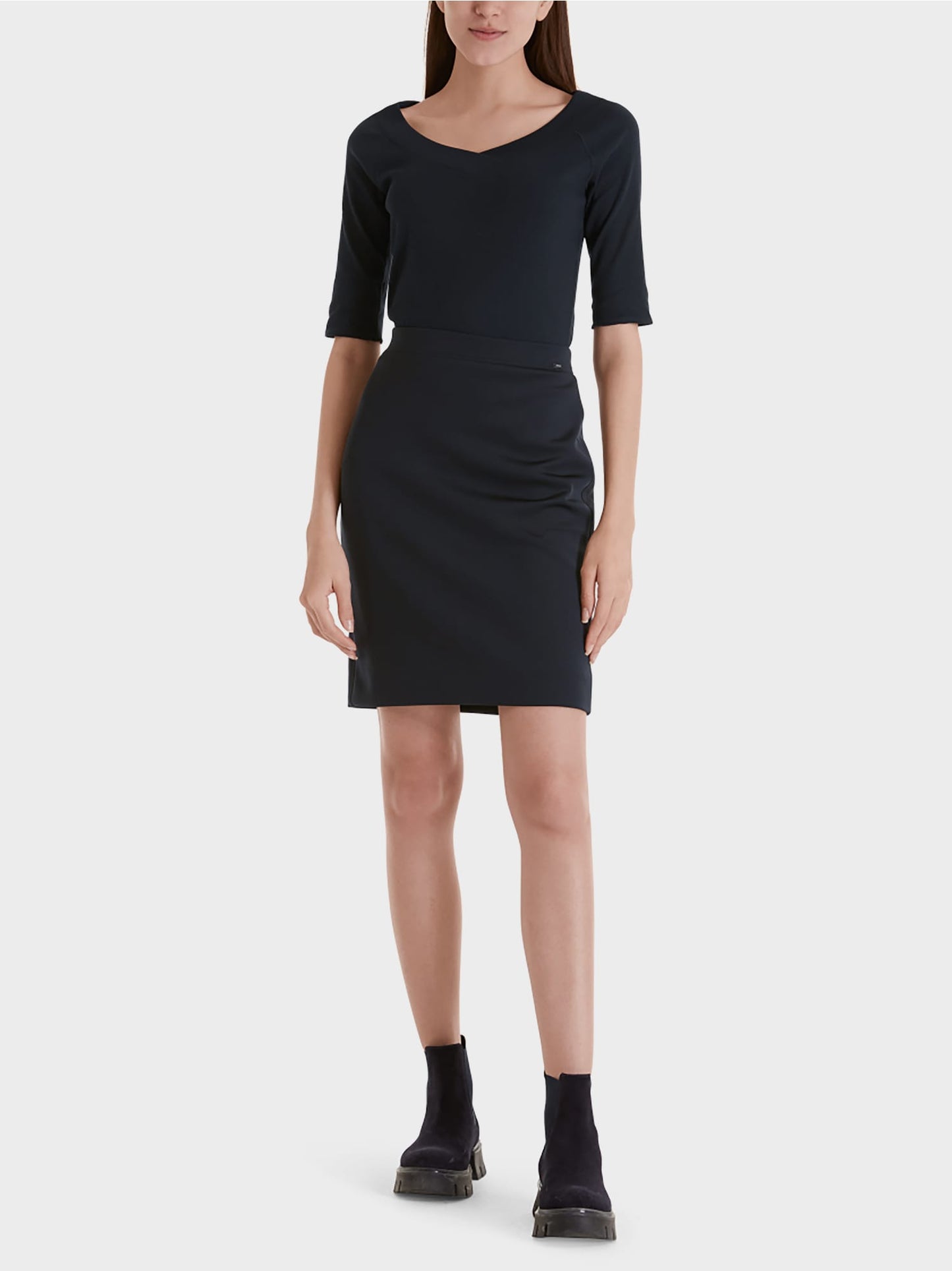 Marc Cain Stretch Jersey Skirt in Midnight Navy