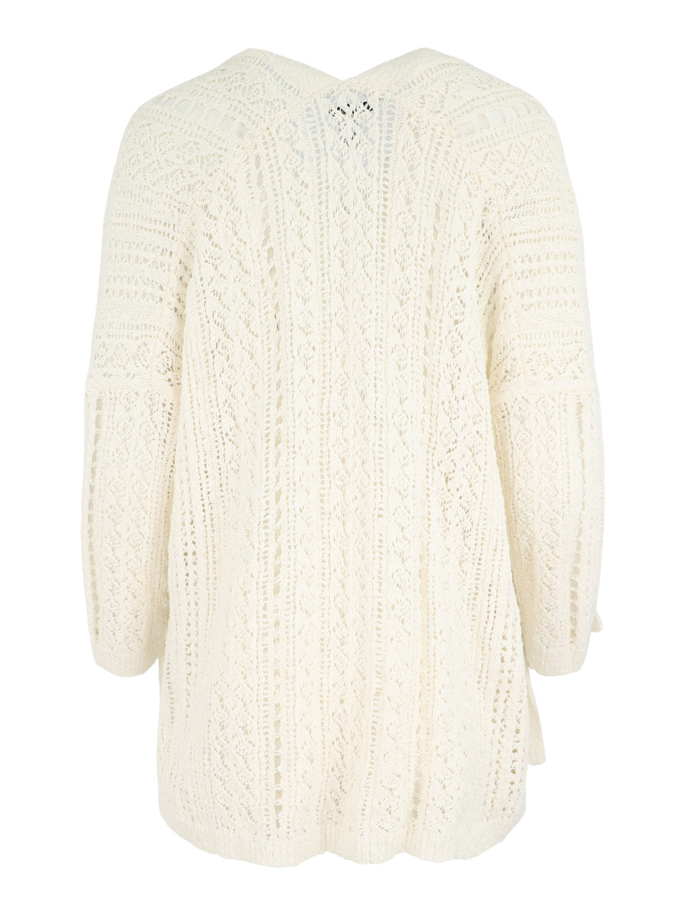 Autumn Cashmere Slubby Pointelle Throw Cardigan in Starch