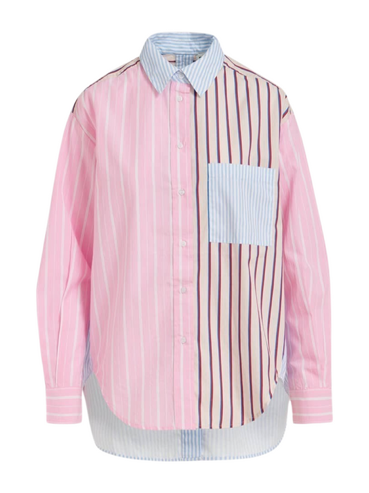Essentiel Antwerp Famille Patchwork Stripe Shirt in Combo Off-White