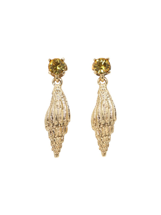 Oscar de la Renta Crystal Shell Drop Earrings in Topaz