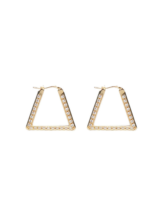 Bottega Veneta CZ Triangle Hoop Earrings in Gold