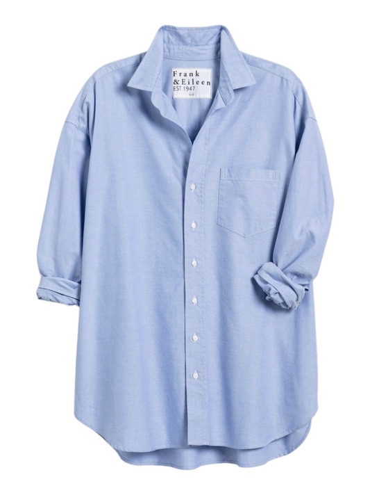 Frank & Eileen Oversized Button-Up Shirt in Box Blue