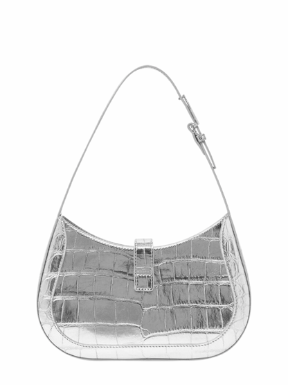 Versace Greca Goddess Metallic Small Hobo Bag in Silver/Palladium