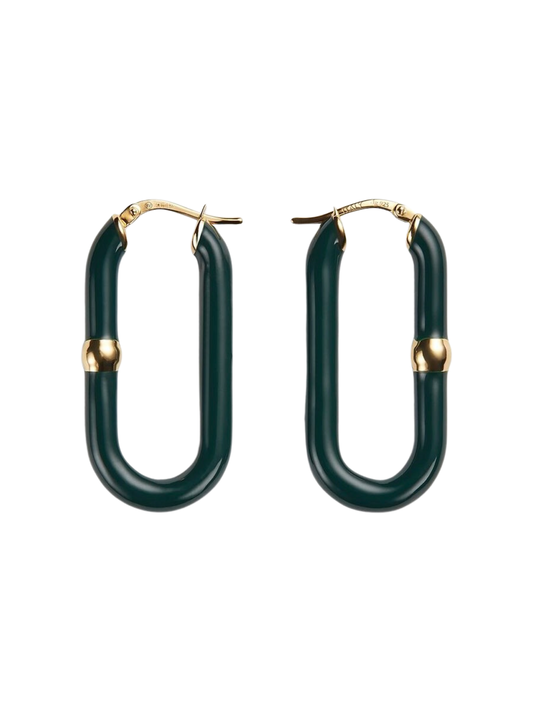 Bottega Veneta Chain Hoop Earrings in Dark Green