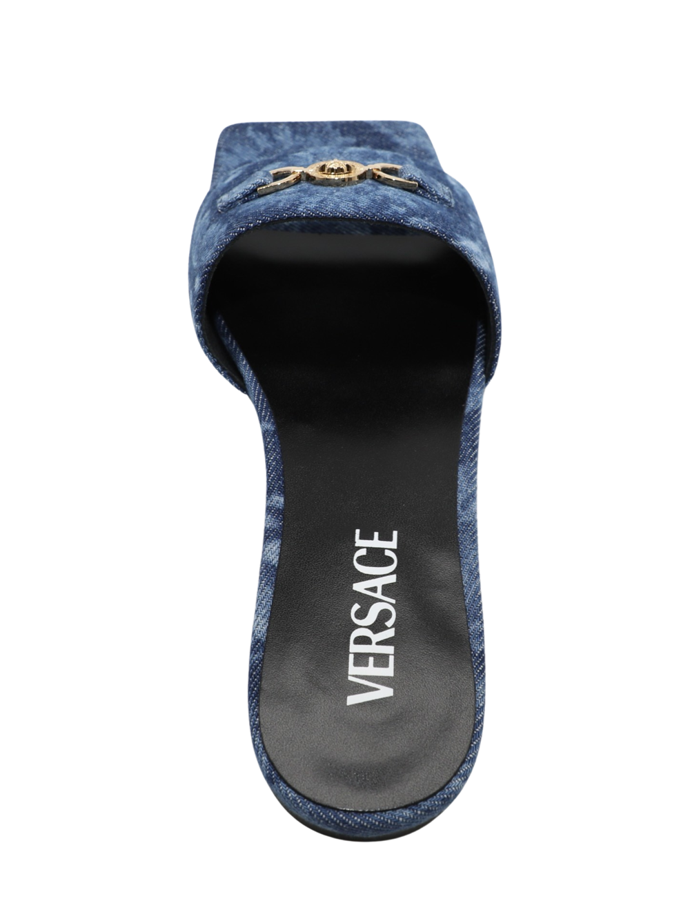 【Versace】MULE T.05◆10162521A11177 Versace Mule T.05 Fabric in Blue/Gold – Leigh's of Breton