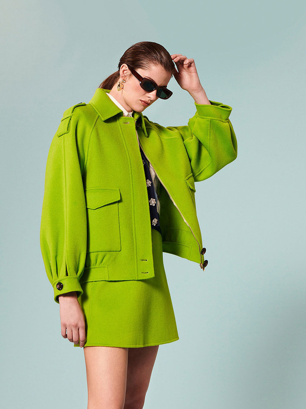 Tara Jarmon Betty Green Shirt Jacket