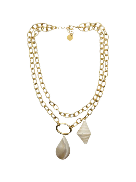 Gisel B. Lexie Double Necklace in White & Gold