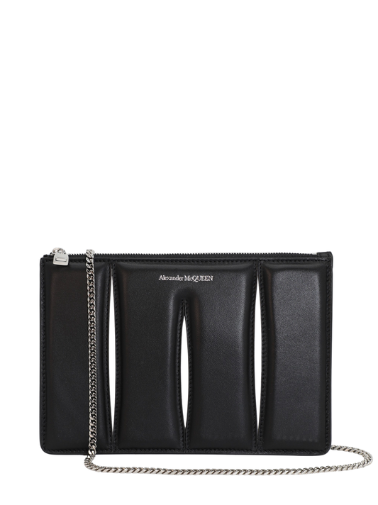 Alexander McQueen The Slash Zip Coin Shoulder Bag in Black/Ivory