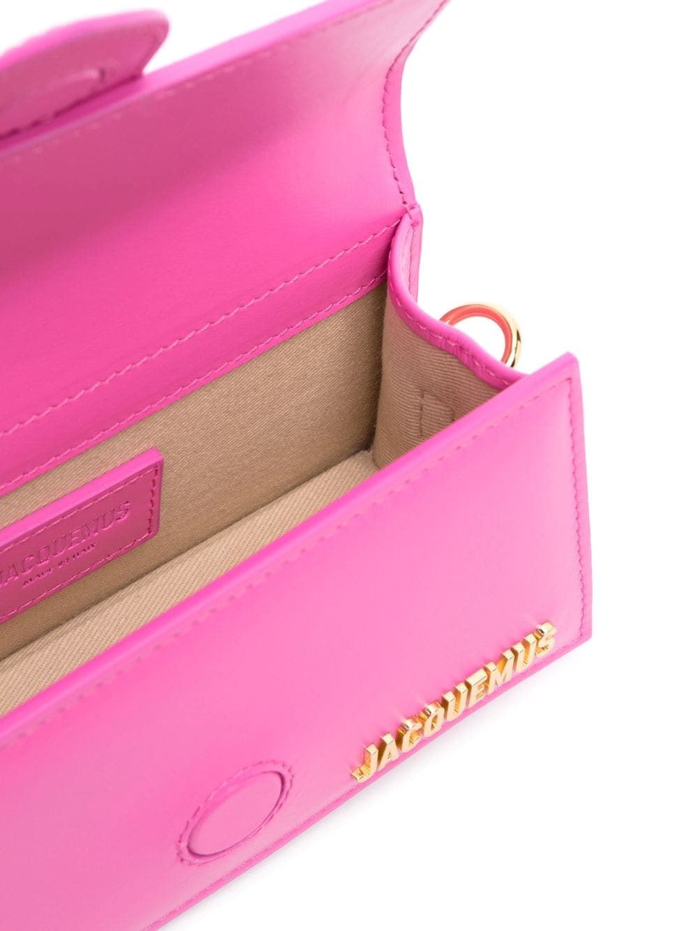 Jacquemus Le Bambino Leather Top Handle Shoulder Bag in Neon Pink
