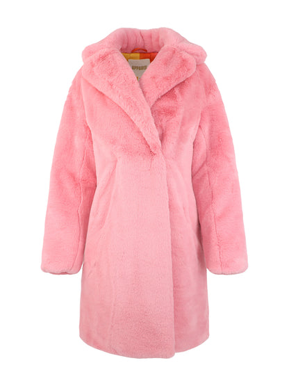Apparis Stella Plant-Based Fur Coat in Lolly Pink
