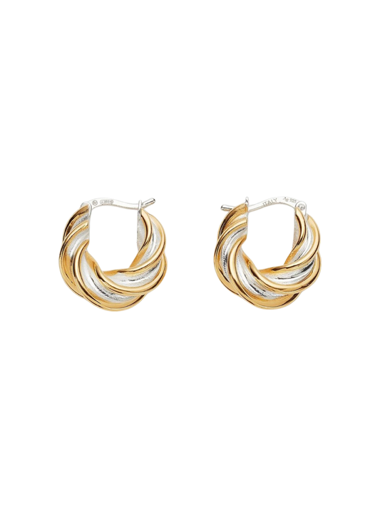 Bottega Veneta Twist Hoop Earrings in Gold & Silver