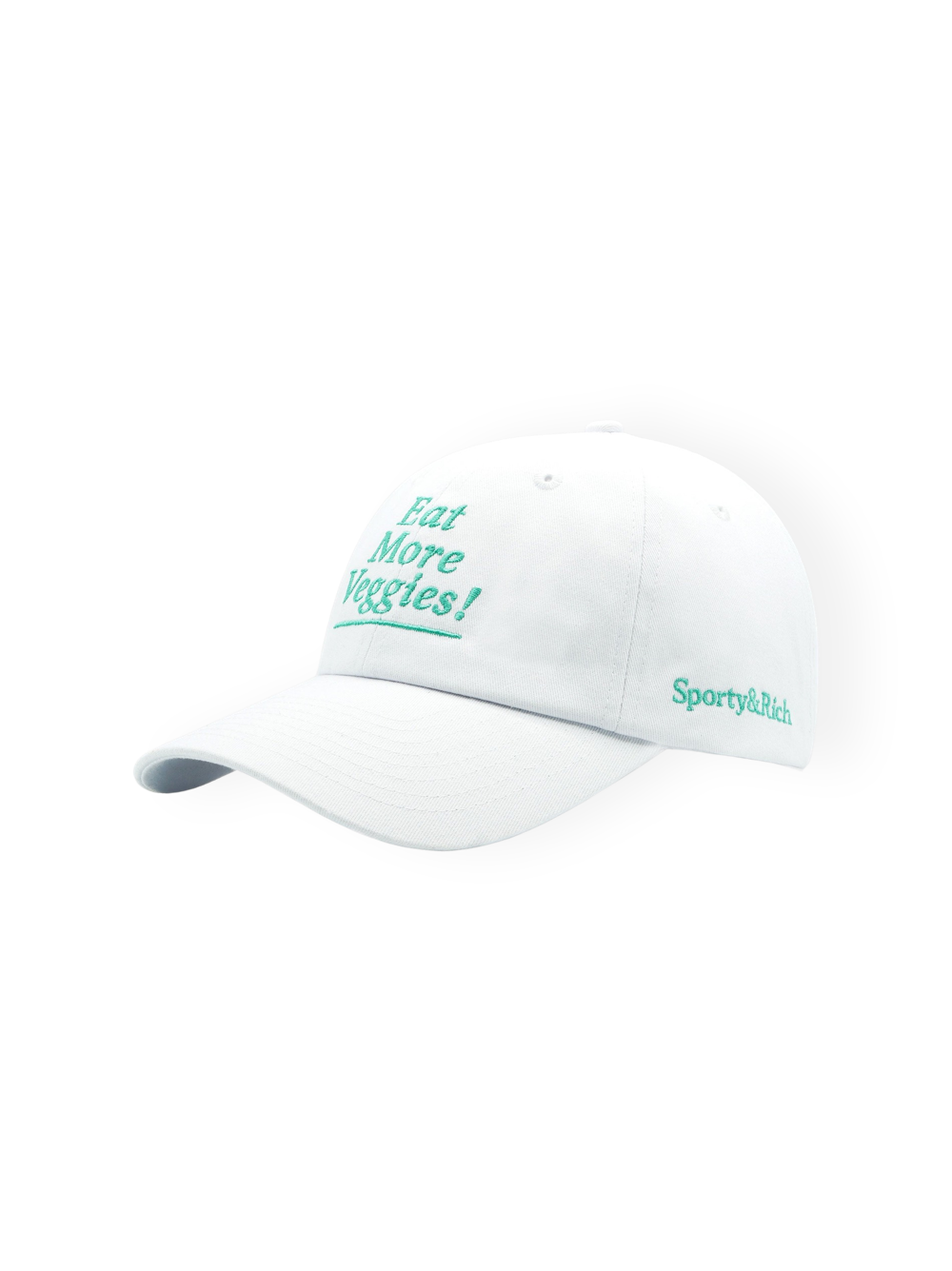 Sporty & Rich Eat More Veggies Hat in White/Amalfi Green
