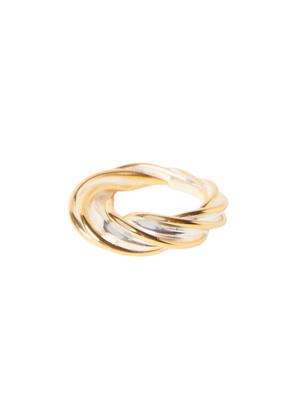 Bottega Veneta Twist Ring in Gold & Silver