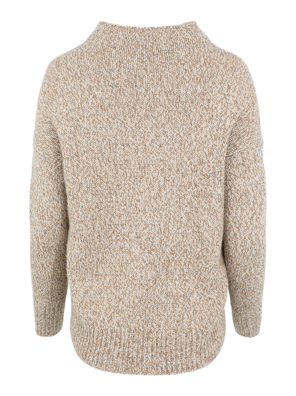 Vince Multi Tweed Funnel Neck Sweater in Camel Marl